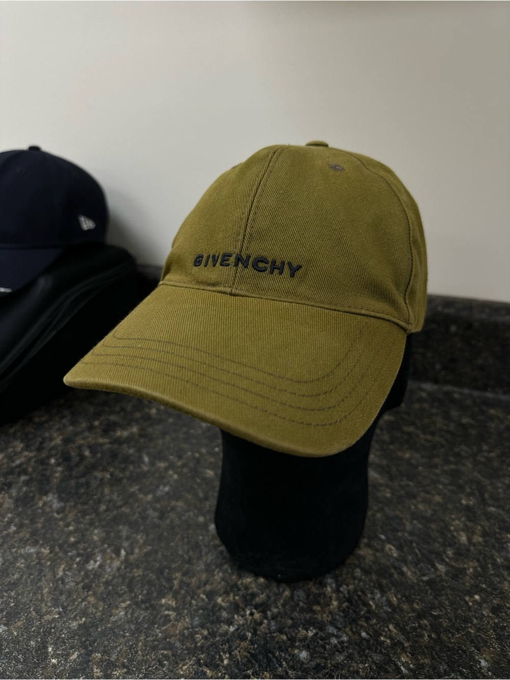 Givenchy Olive Canvas Embroidered Logo Cap